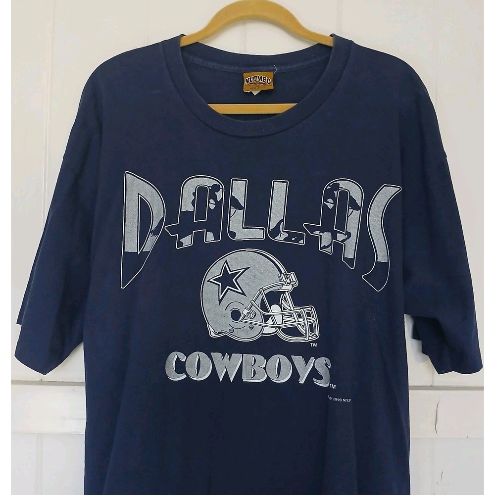 Dallas Cowboys Vintage 90s T-Shirt Logo Spell Out Men's XL Navy Nutmeg USA Made